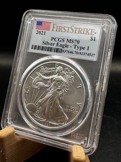 2021 MS70 PCGS First Strike Silver Eagle 1oz .999 Coin