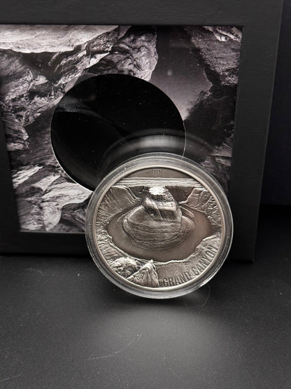 2021 Palau Seven Natural Wonders: Grand Canyon 3oz Silver Coin 1 of 9 Custom Antique