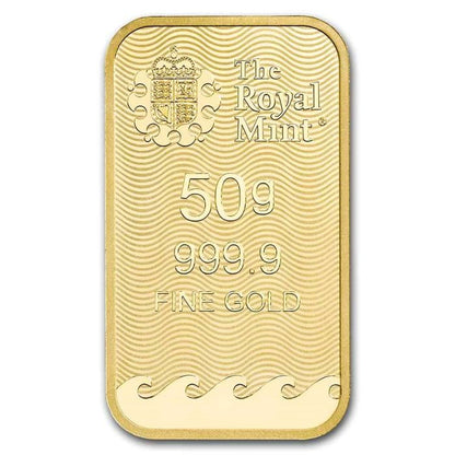 50 gram The Royal Mint Britannia 9999 Gold Bar (In Assay)