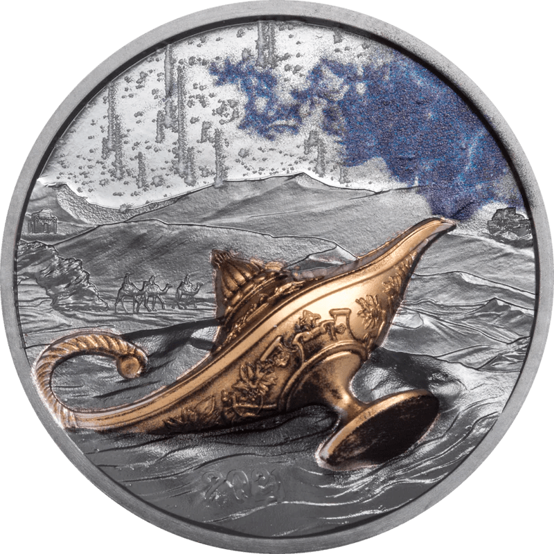 Silver Magic Lamp | 1001 Nights 2021 | Palau 1 oz silver coin 999