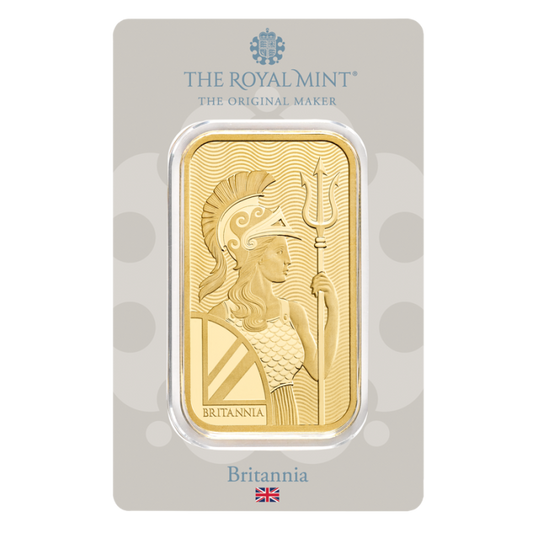 50 gram The Royal Mint Britannia 9999 Gold Bar (In Assay)