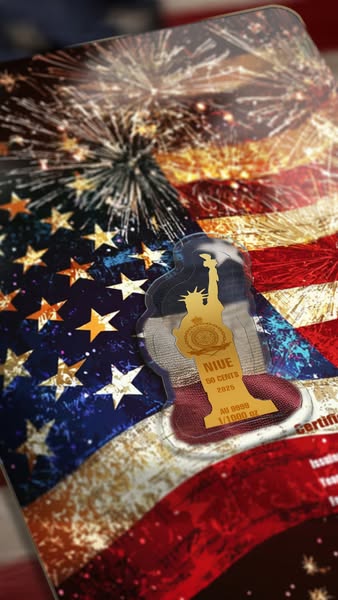 2025 Niue 4th of July Statue of Liberty Shaped 1/1000 oz .9999 Gold Coin in Card