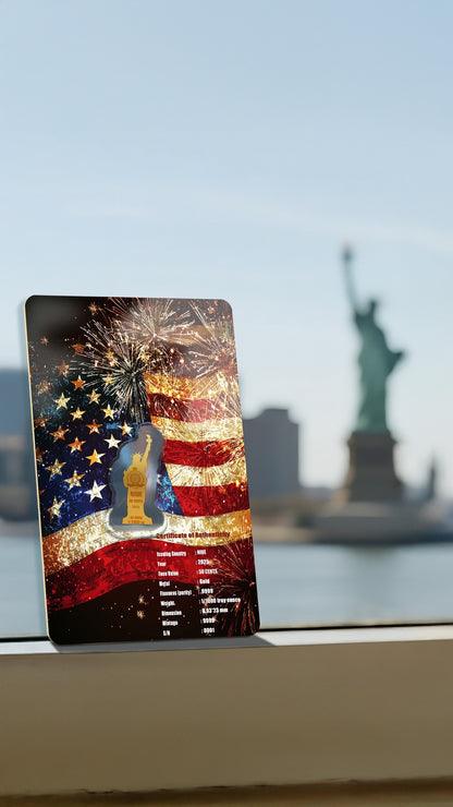 2025 Niue 4th of July Statue of Liberty Shaped 1/1000 oz .9999 Gold Coin in Card