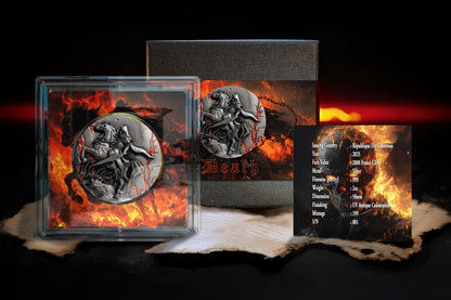 2025 Cameroon Four Horsemen Death 2 oz Antique Silver Coin