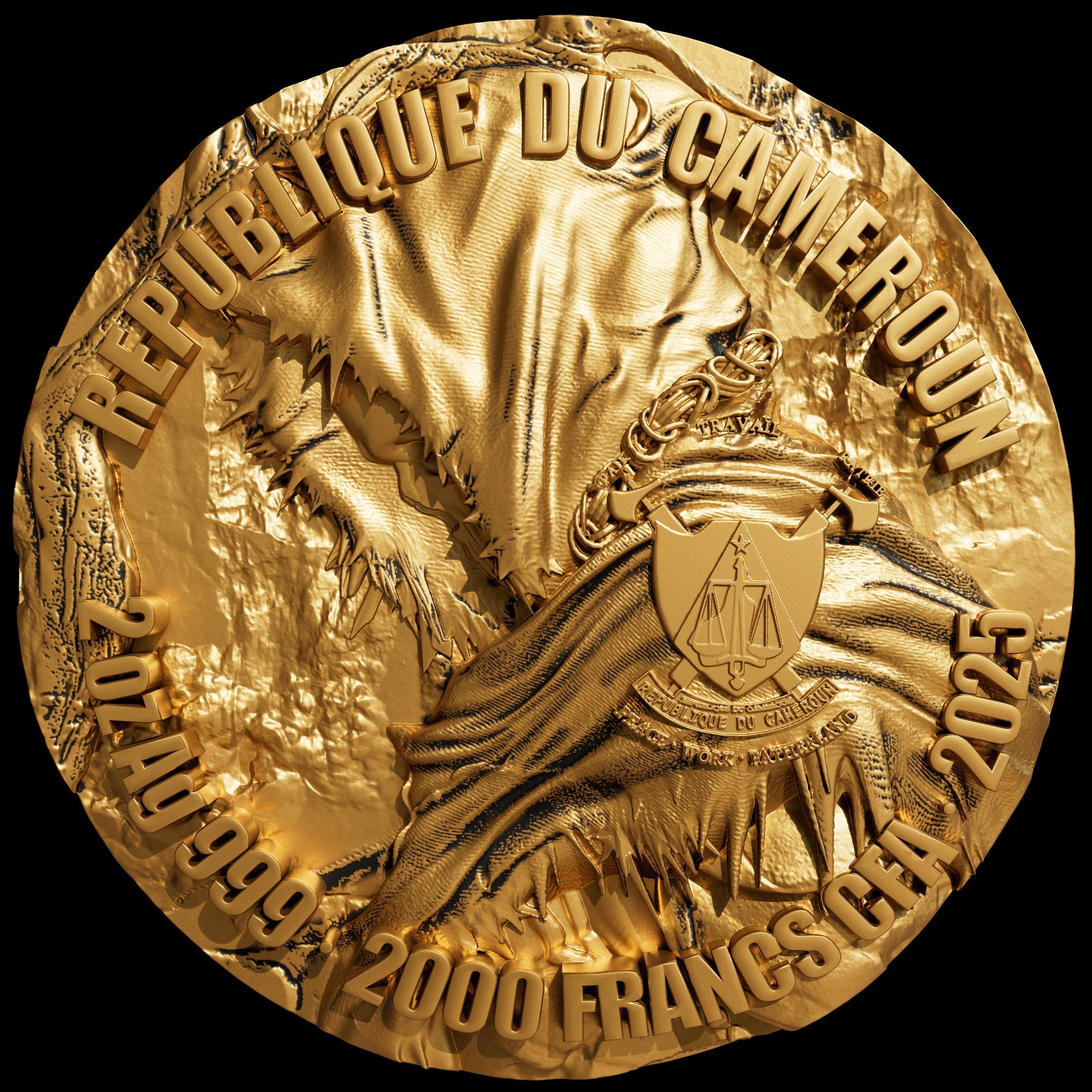 2025 Cameroon Four Horsemen Death 2 oz Gold Gilded Silver Coin