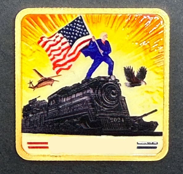 1 oz Trump Train 24K Gilded & Colorized Silver Art Bar