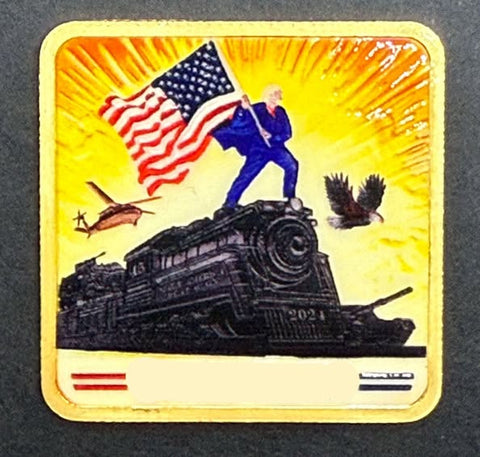 1 oz Trump Train 24K Gilded & Colorized Silver Art Bar