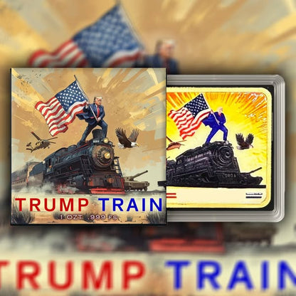 1 oz Trump Train 24K Gilded & Colorized Silver Art Bar