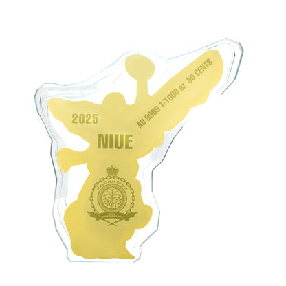 2025 Niue Angel of Independence Shaped 1/1000 oz .9999 Gold Coin in Card
