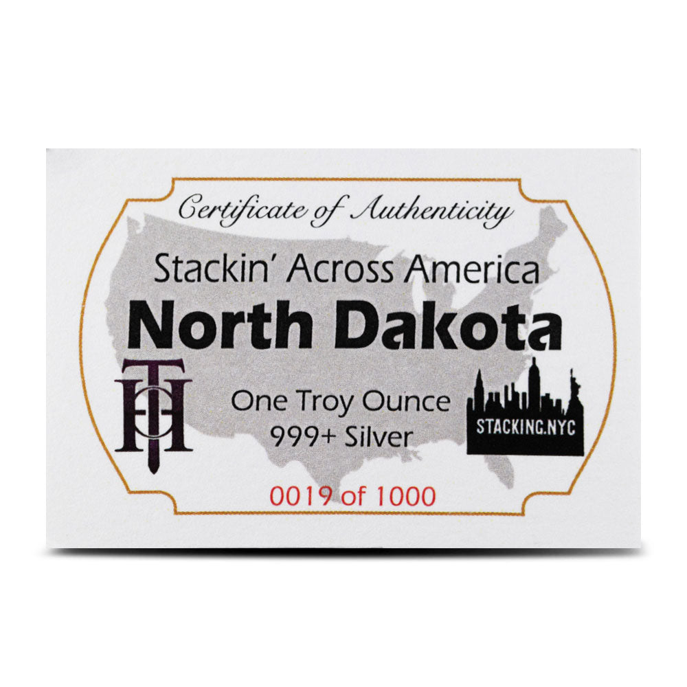 North Dakota License Plate .999 Fine Silver Bar 1oz