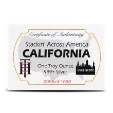 California License Plate .999 Fine Silver Bar 1oz