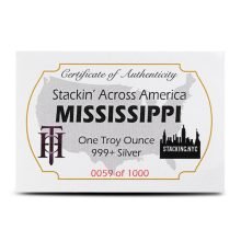 Mississippi License Plate .999 Fine Silver Bar 1oz