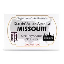 Missouri License Plate .999 Fine Silver Bar 1oz