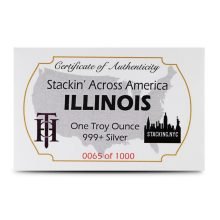 Illinois License Plate .999 Fine Silver Bar 1oz