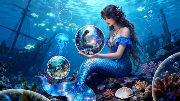 2026 Liberia Whispers of the Deep Mermaid 1 oz .999 silver Coin