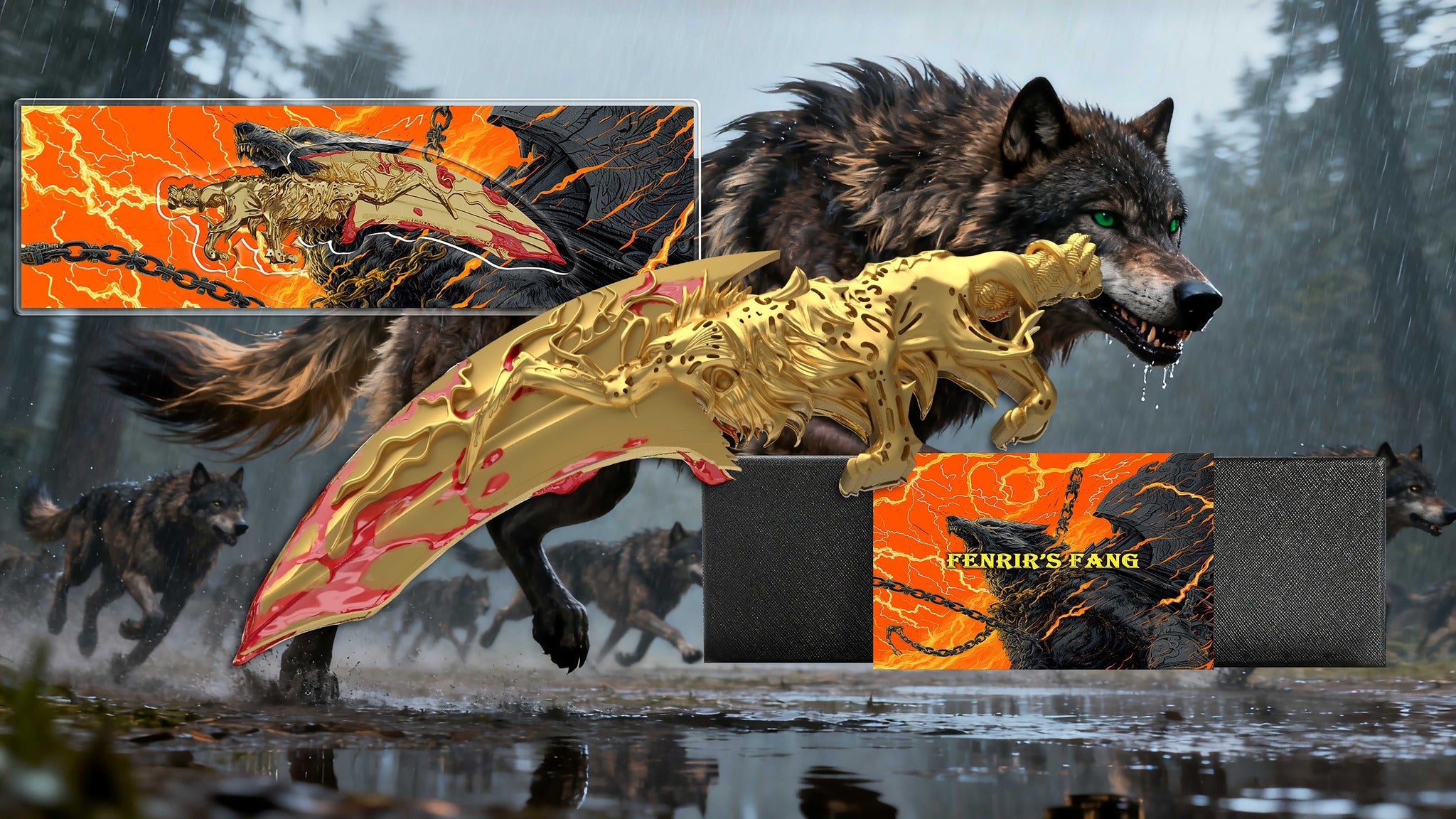 2025 Cameroon Fenrir’s Fang 2 oz Gold Gilded .999 Silver Shaped Coin