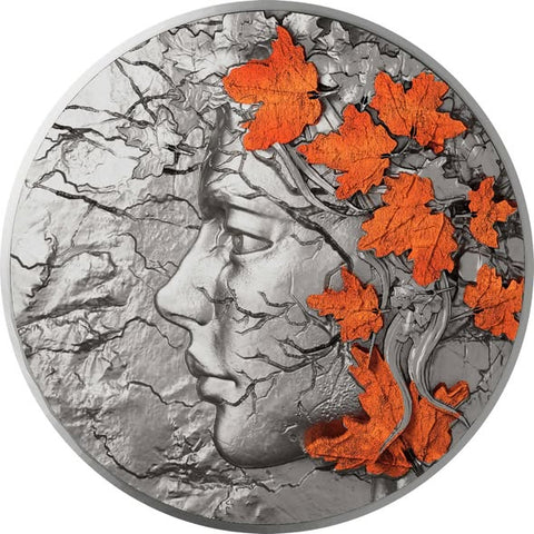 2025 Cameroon Whispers of the Maple Autumn Antique 2 oz Silver 1 kg Copper Coin