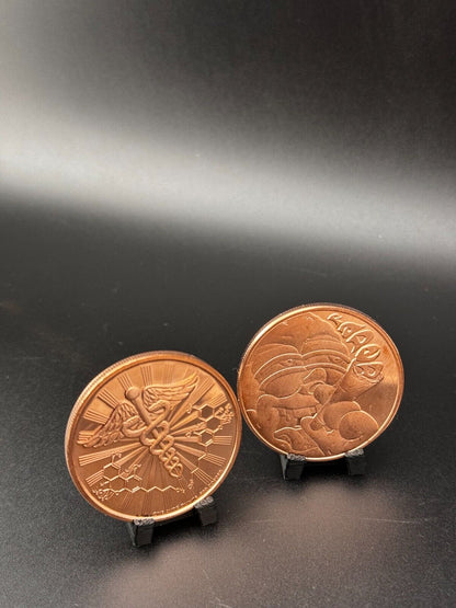 1oz Copper Bullion Rounds Brilliant Uncirculated "Faded"