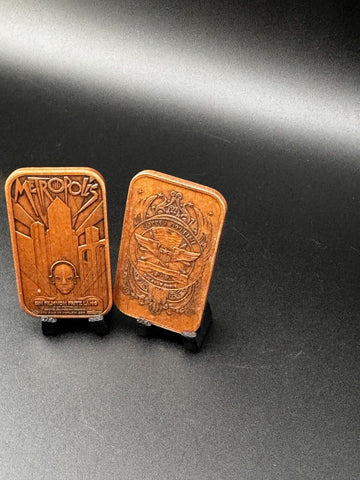 10-1oz Copper Bullion Bars Antique Uncirculated "Metropolis"