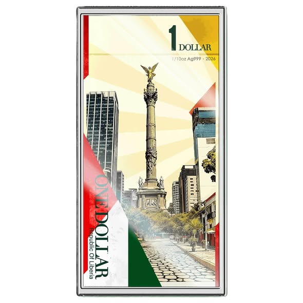 2026 Liberia The Angel of Independence 1/10 oz .999 Silver Note