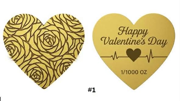 Happy Valentines Day 1/1000 oz .9999 Gold Shaped in Card