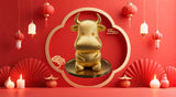 2026 Ghana Chinese Zodiac 3 oz .999 Silver Coin and 358 g Copper Ox Statue