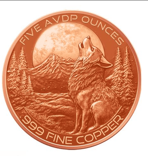 5oz Glow in the Dark Wolf Copper Round in Capsule - Captain’s Chest Bullion