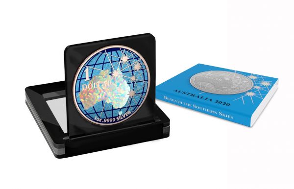 Australia 2020 1USD Beneath the Southern Skies Hologram Map 1 Oz Silver Coin