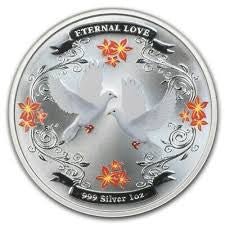 2011 Eternal Love 1oz .999 Silver Coin in Heart Shaped Box