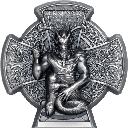 2021 Isle of Man Cernunnos Horned God 3oz Antiqued .999 Silver Celtic Cross Coin