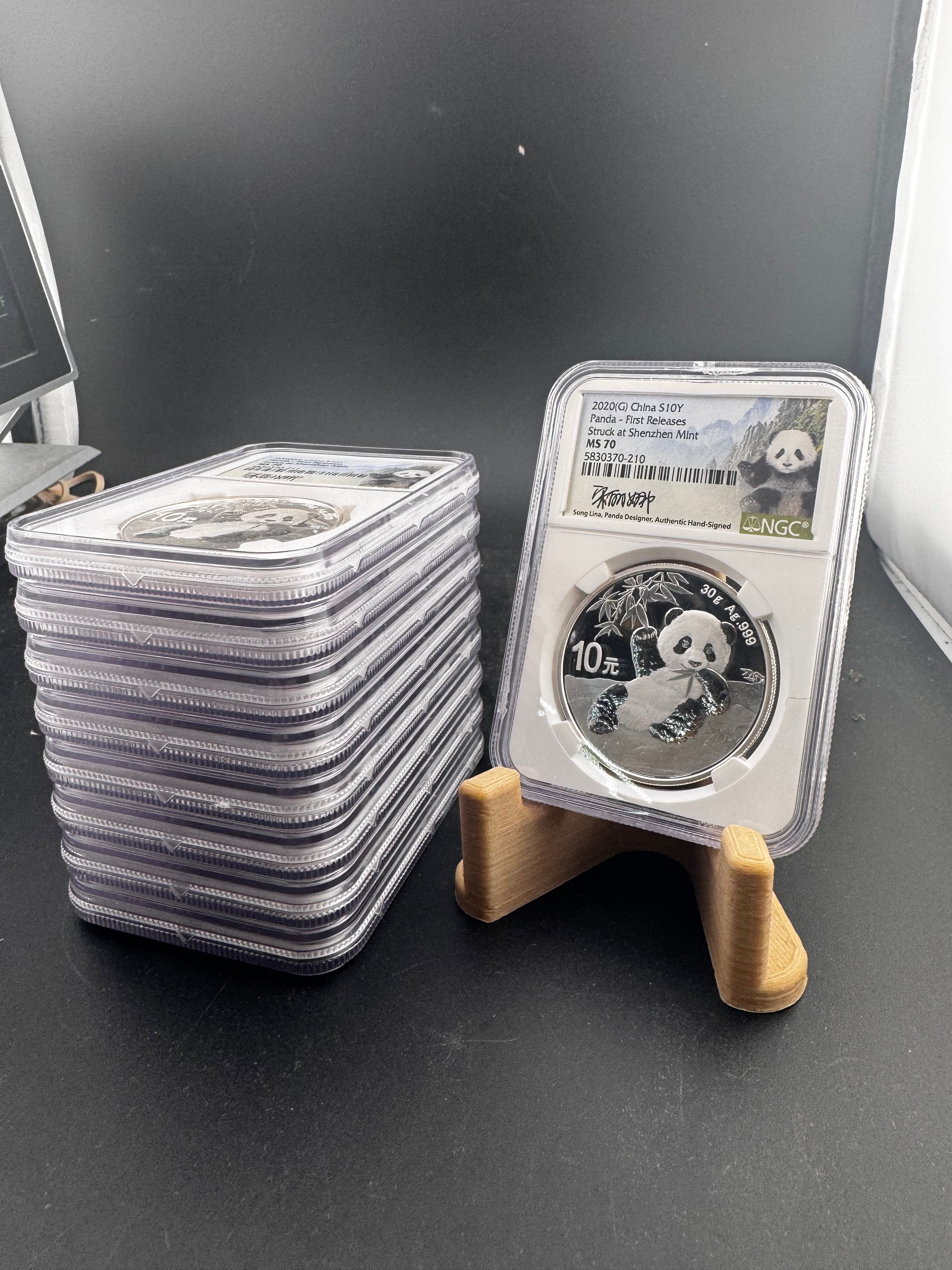 2020 NGC MS-70 China Panda Bamboo Label 30 gram .9999 Silver Coin