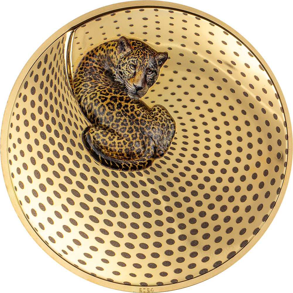 *LEOPARD Camouflage of Nature Gilded 5 Oz Silver Coin 20$ Palau 2024