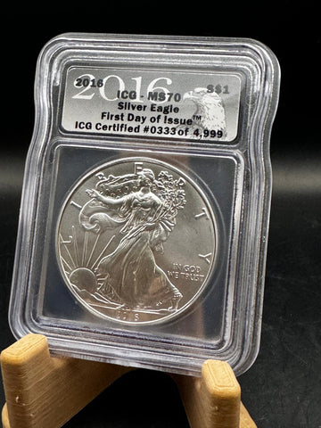 2016 ICG MS70 FDOI Silver Eagle .999 Silver Coin 1oz