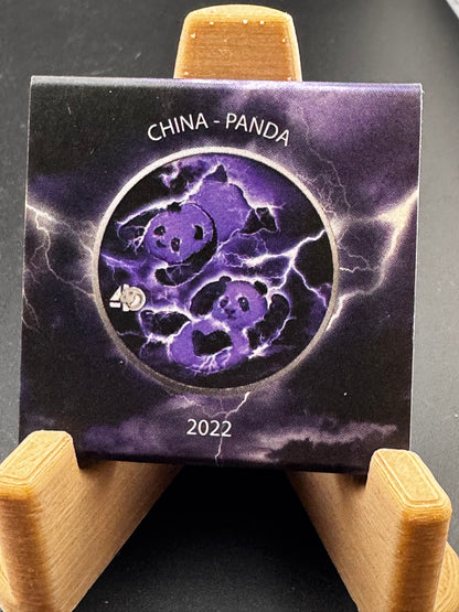 2022 China Panda Lightning Storm 1oz .999 Silver Color Coin