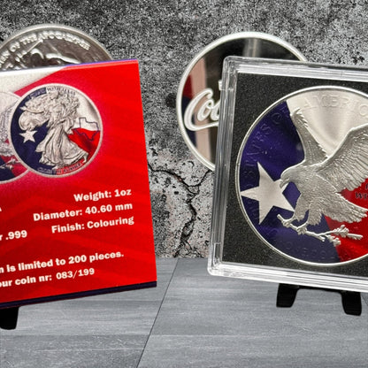 2024 Silver Eagle Colorized .999 Silver Coin 1oz “I Stand With Texas”