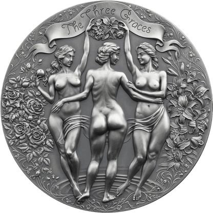 The Three Graces silver coin high relief | 2000 Francs Cameroon 2020 Antique Proof