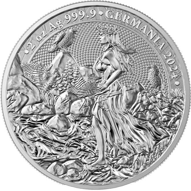 2024 Germania Mint Lady Germania 2 oz Silver BU Coin