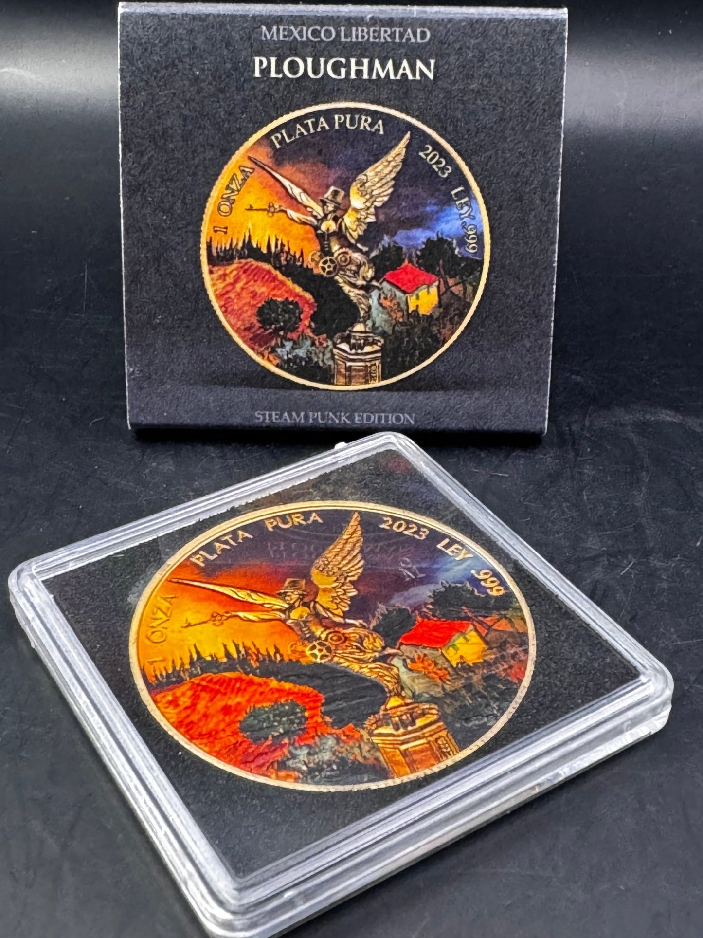 2023 Mexico Libertad Van Gogh Ploughman 1oz .999 Silver Gold Gilt Colorized Coin