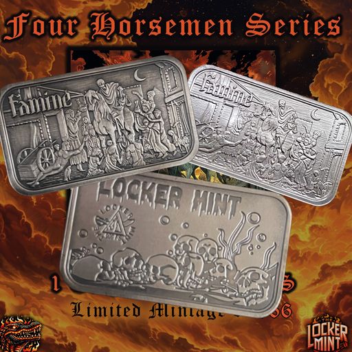 2x1oz SET Four Horsemen of the Apocalypse: Famine 1oz .999 Silver Bar