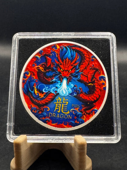 2024 Perth Lunar Year of Dragon Red Dragon Colorized 1oz .999 Silver Coin