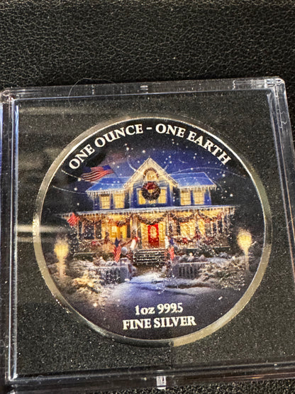 One Earth Fiji Christmas Coin .999 Silver Colorized