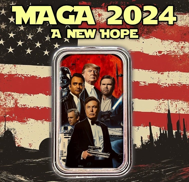 2024 1oz .999 Silver Art Bar Trump-Elon-Vance-Kennedy MAGA 2024