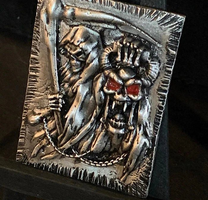 The Locker Mint Portrait Of Death Art Bar 3-3.2 ounces .999 Silver