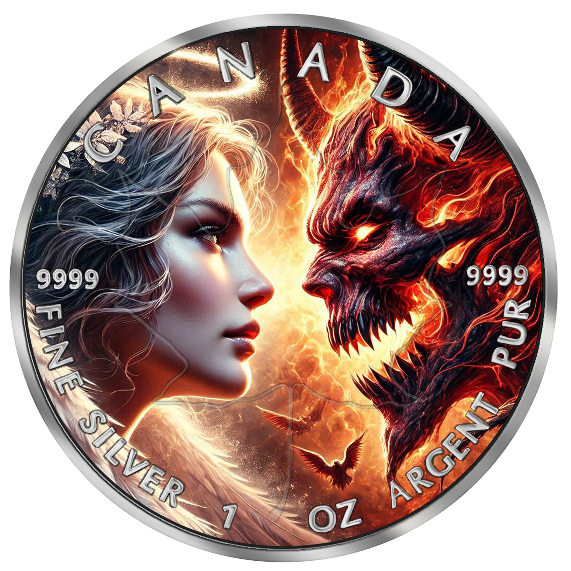 2025 Canada Maple Angels of Death 1oz .9999 Silver Colorized