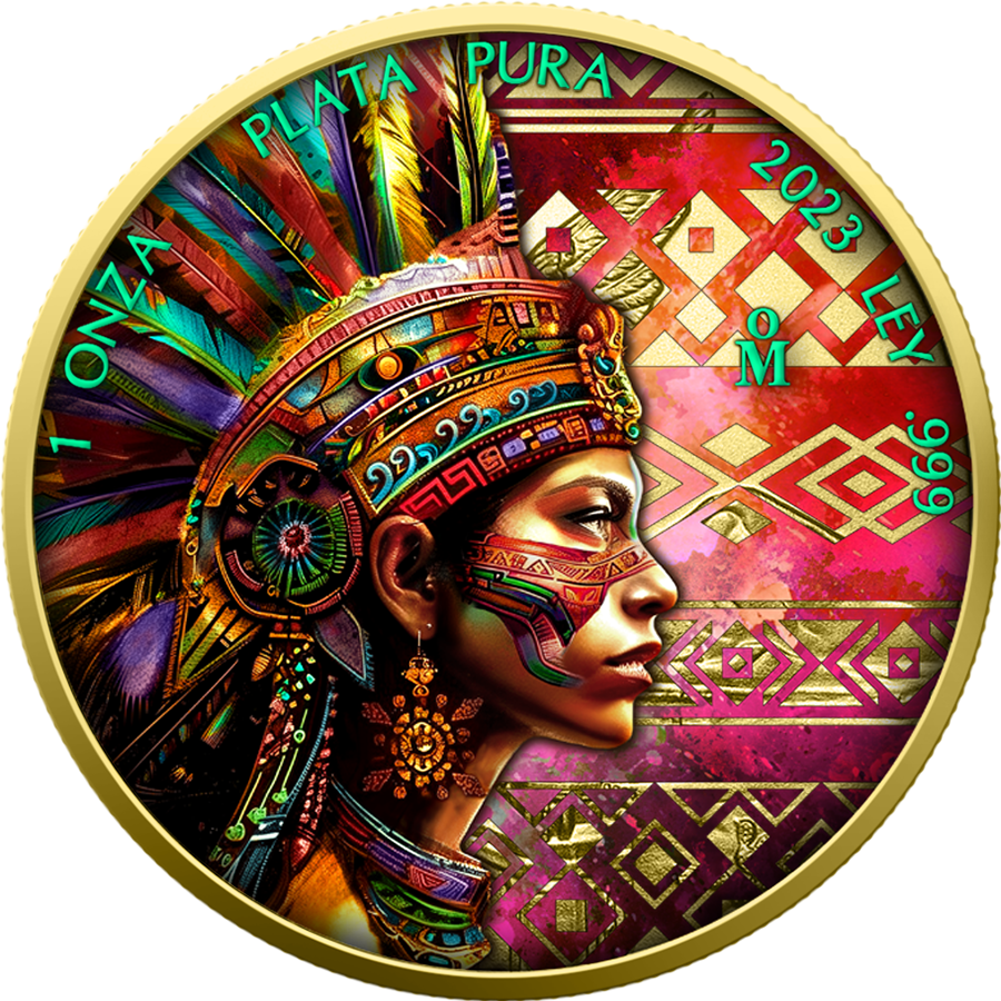 2023 Mexico Libertad Colorized 1oz .999 Silver Coin- "Aztec Women"