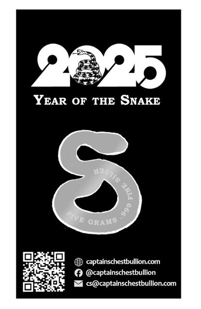 2025 Year of the Snake Coral Snake Edition 5 gram .999 Colorized Shaped Silver w/Blister
