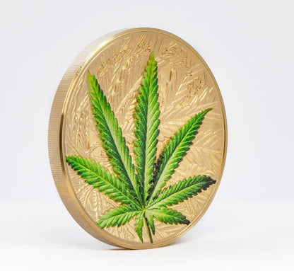 Silver coin 1000 Francs Benin 2021 | Cannabis Sativa Gilded Proof