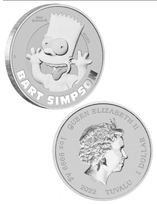 2022 Tuvalu Bart Simpson 1oz Silver Coin