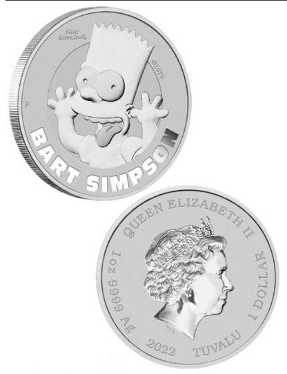 2022 Tuvalu Bart Simpson 1oz Silver Coin