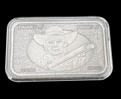 2025 .999 Copper 1oz Antique Silver Plated Trump DOGE Posse Art Bar